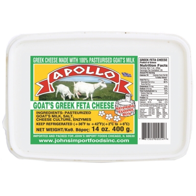 APOLLO GREEK FETA CHEESE, 100% GOAT&#039;S MILK, IN BRINE
